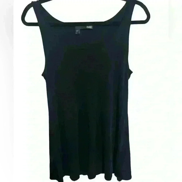 EILEEN FISHER Stretch Silk Jersey Tunic Swing Tank Top Size Small Black Comfy - Picture 1 of 6